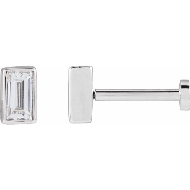 14K White 1/10 CT Lab-Grown Diamond Stud Earring