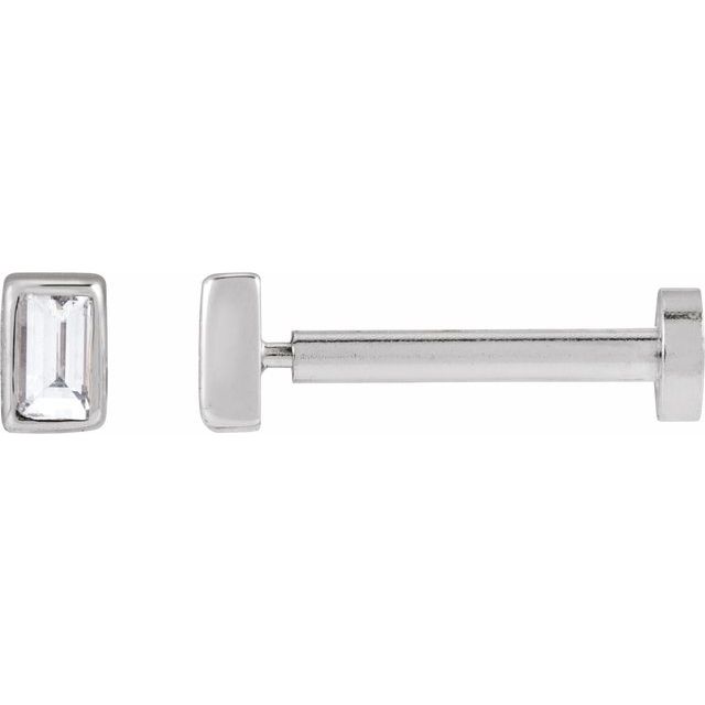 14K White .03 CT Lab-Grown Diamond Stud Earring