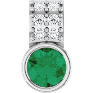 Sterling Silver Lab-Grown Emerald & .04 CTW Natural Diamond Pendant