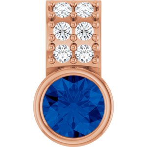 14K Rose Lab-Grown Blue Sapphire & .04 CTW Natural Diamond Pendant