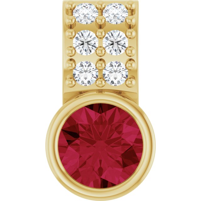 14K Yellow Lab-Grown Ruby & .04 CTW Natural Diamond Pendant