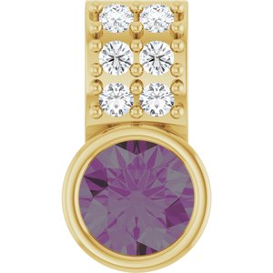 14K Yellow Lab-Grown Alexandrite & .04 CTW Natural Diamond Pendant