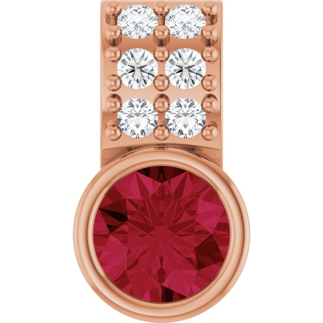14K Rose Lab-Grown Ruby & .04 CTW Natural Diamond Pendant