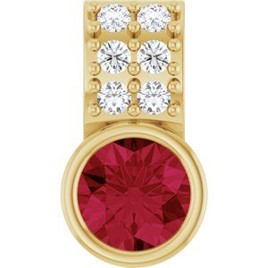 14K Yellow Lab-Grown Ruby & .04 CTW Natural Diamond Pendant