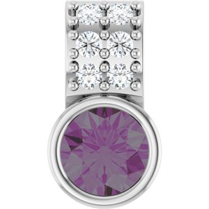 Sterling Silver Lab-Grown Alexandrite & .04 CTW Natural Diamond Pendant