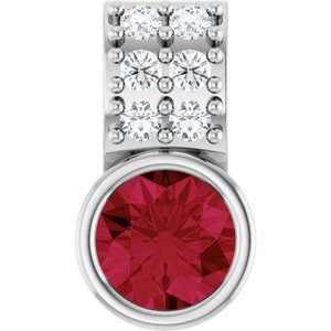 Sterling Silver Lab-Grown Ruby & .04 CTW Natural Diamond Pendant