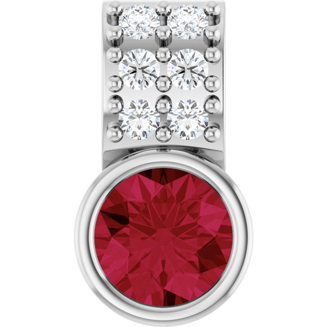 Sterling Silver Lab-Grown Ruby & .04 CTW Natural Diamond Pendant