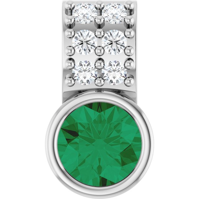 Sterling Silver Lab-Grown Emerald & .04 CTW Natural Diamond Pendant
