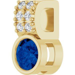 14K Yellow Lab-Grown Blue Sapphire & .04 CTW Natural Diamond Pendant
