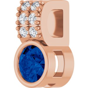 14K Rose Lab-Grown Blue Sapphire & .04 CTW Natural Diamond Pendant