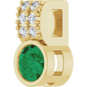 14K Yellow Lab-Grown Emerald & .04 CTW Natural Diamond Pendant