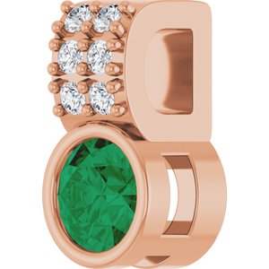 14K Rose Lab-Grown Emerald & .04 CTW Natural Diamond Pendant