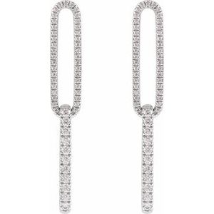 14K White 1/2 CTW Lab-Grown Diamond Elongated Link Earrings