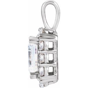 14K White 1 1/2 CTW Lab-Grown Diamond Halo-Style Pendant