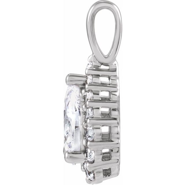 14K White 1 1/2 CTW Lab-Grown Diamond Halo-Style Pendant