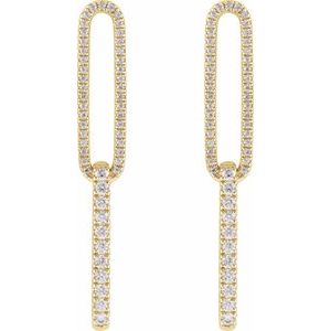 14K Yellow 1/2 CTW Lab-Grown Diamond Elongated Link Earrings