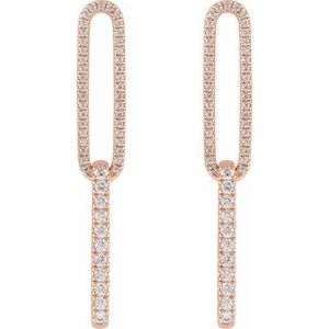 14K Rose 1/2 CTW Lab-Grown Diamond Elongated Link Earrings