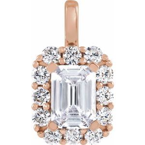 14K Rose 1 1/2 CTW Lab-Grown Diamond Halo-Style Pendant