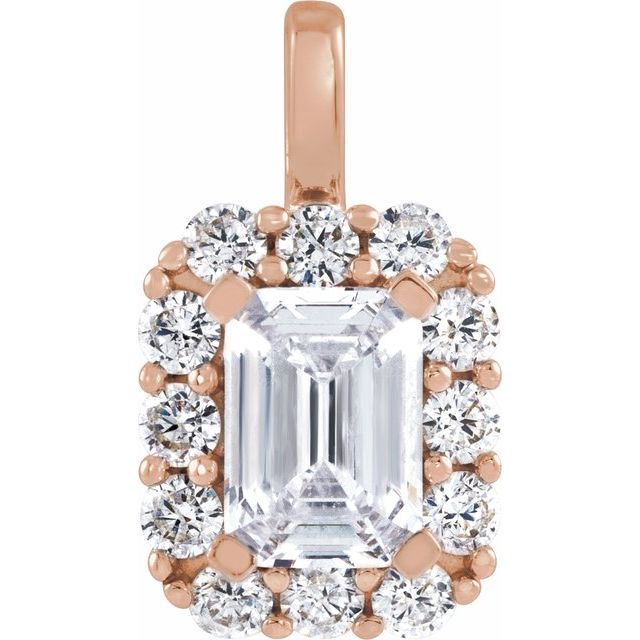 14K Rose 1 1/2 CTW Lab-Grown Diamond Halo-Style Pendant