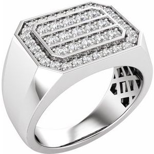 14K White 9/10 CTW Lab-Grown Diamond Mens Band