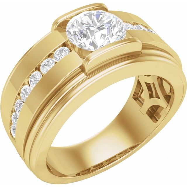 14K Yellow 2 CTW Lab-Grown Diamond Mens Band