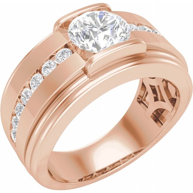 14K Rose 2 CTW Lab-Grown Diamond Mens Band