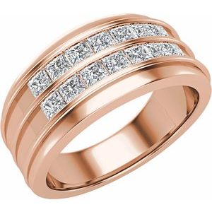 14K Rose 1 1/4 CTW Lab-Grown Diamond Mens Band