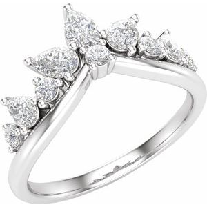 14K White 3/4 CTW Lab-Grown Diamond Contour Band