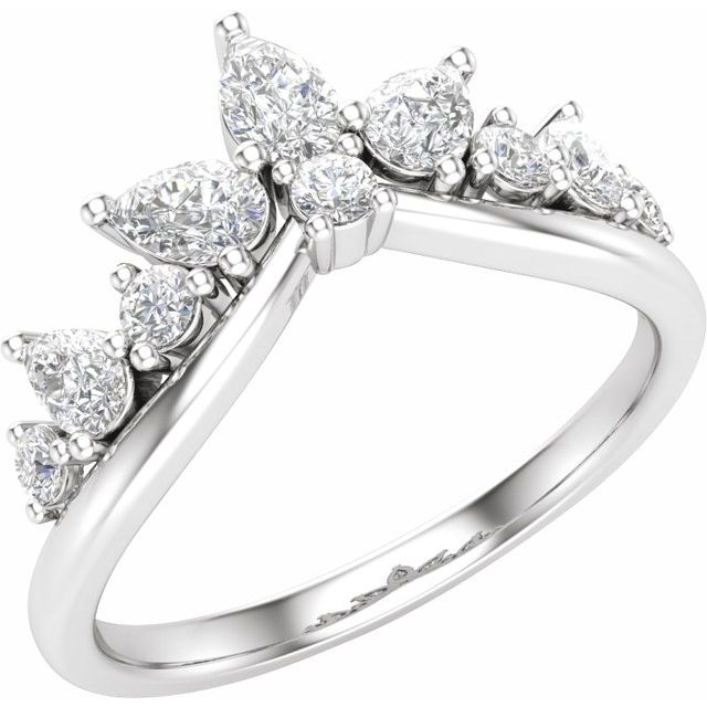 14K White 3/4 CTW Lab-Grown Diamond Contour Band