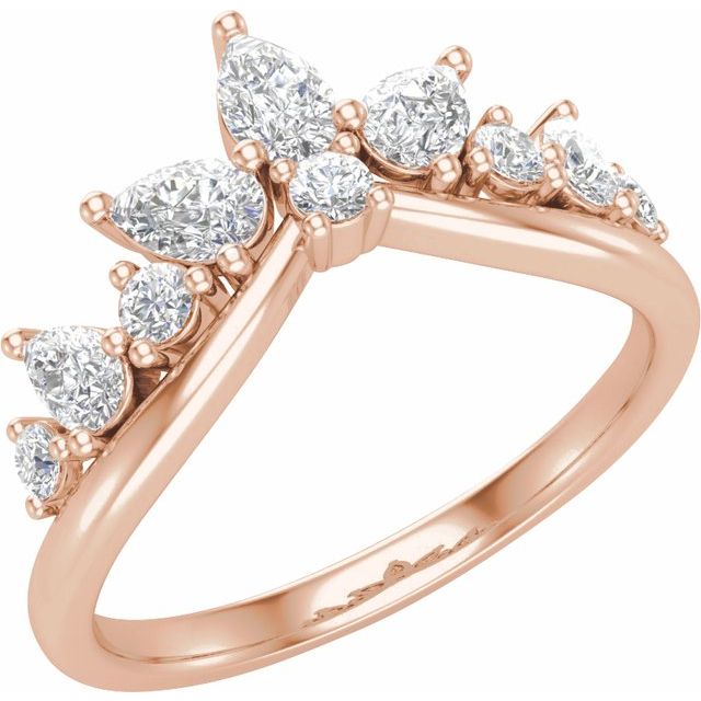 14K Rose 3/4 CTW Lab-Grown Diamond Contour Band
