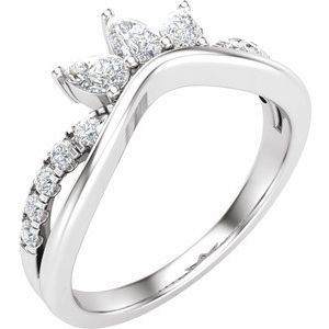 14K White 1/2 CTW Lab-Grown Diamond Contour Band