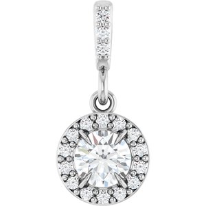 Sterling Silver 1/3 CTW Lab-Grown Diamond Halo-Style Pendant