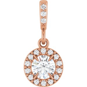 14K Rose 1/3 CTW Lab-Grown Diamond Halo-Style Pendant