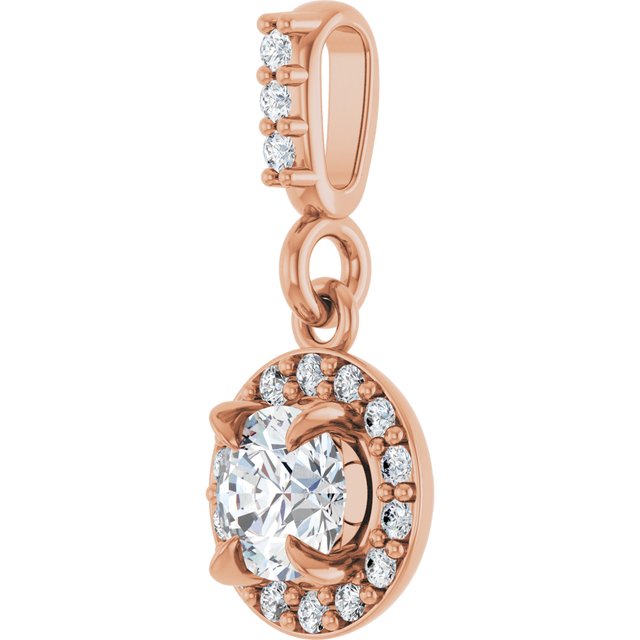 14K Rose 1/3 CTW Lab-Grown Diamond Halo-Style Pendant