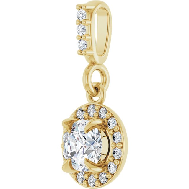 14K Yellow 1/3 CTW Lab-Grown Diamond Halo-Style Pendant