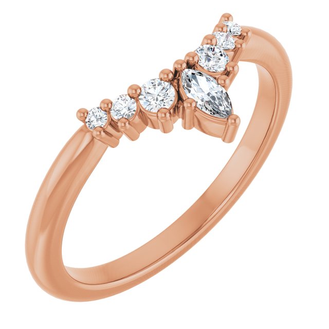 14K Rose 1/6 CTW Lab-Grown Diamond Contour Band