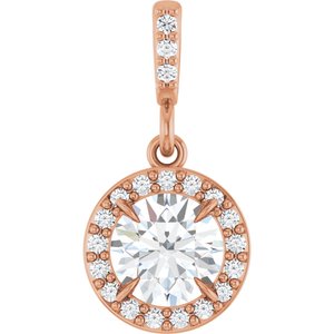 14K Rose 5/8 CTW Lab-Grown Diamond Halo-Style Pendant