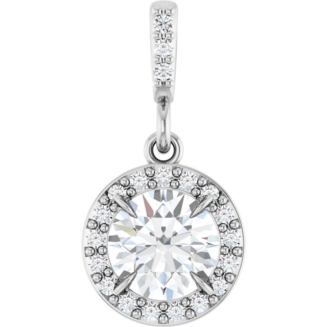 Sterling Silver 5/8 CTW Lab-Grown Diamond Halo-Style Pendant