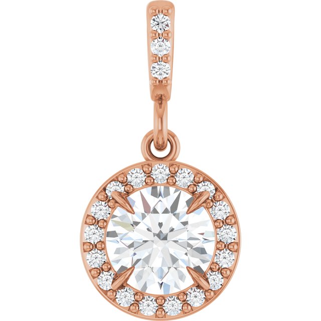 14K Rose 5/8 CTW Lab-Grown Diamond Halo-Style Pendant