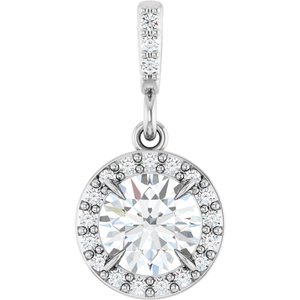 Sterling Silver 5/8 CTW Lab-Grown Diamond Halo-Style Pendant