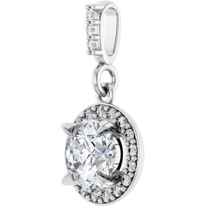 Sterling Silver 5/8 CTW Lab-Grown Diamond Halo-Style Pendant