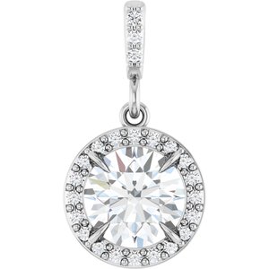 Sterling Silver 1 1/8 CTW Lab-Grown Diamond Halo-Style Pendant