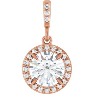 14K Rose 1 1/8 CTW Lab-Grown Diamond Halo-Style Pendant