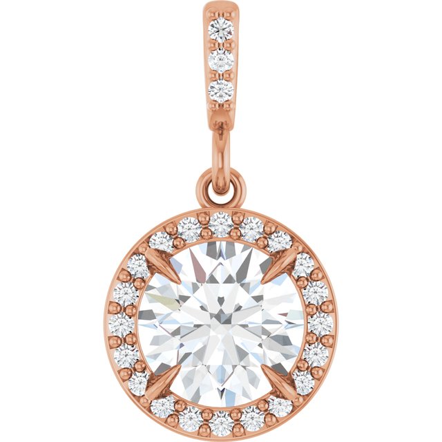 14K Rose 1 1/8 CTW Lab-Grown Diamond Halo-Style Pendant