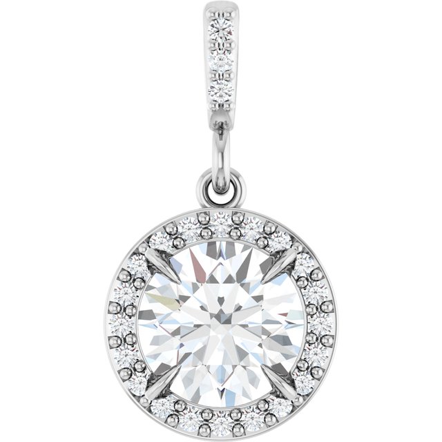 Platinum 1 1/8 CTW Lab-Grown Diamond Halo-Style Pendant