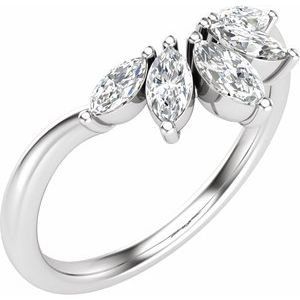 14K White 3/8 CTW Lab-Grown Diamond Contour Band