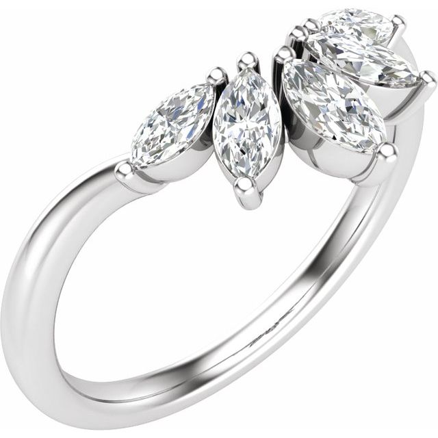 14K White 3/8 CTW Lab-Grown Diamond Contour Band