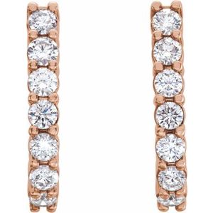14K Rose 1 1/4 CTW Lab-Grown Diamond J-Hoop Earrings