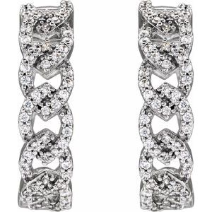 14K White 1/2 CTW Lab-Grown Diamond Hoop Earrings