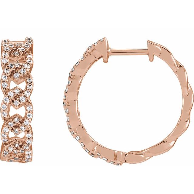 14K Rose 1/2 CTW Lab-Grown Diamond Hoop Earrings